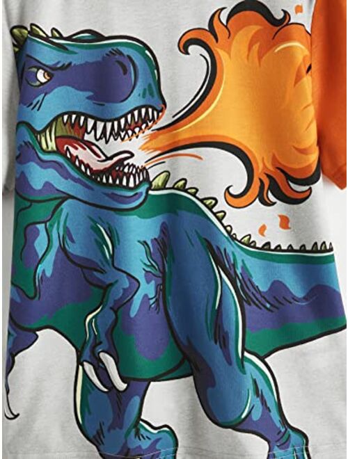 SOLY HUX Boy's Cartoon Dinosaur Graphic Tees Short Sleeve T Shirt Summer Tops