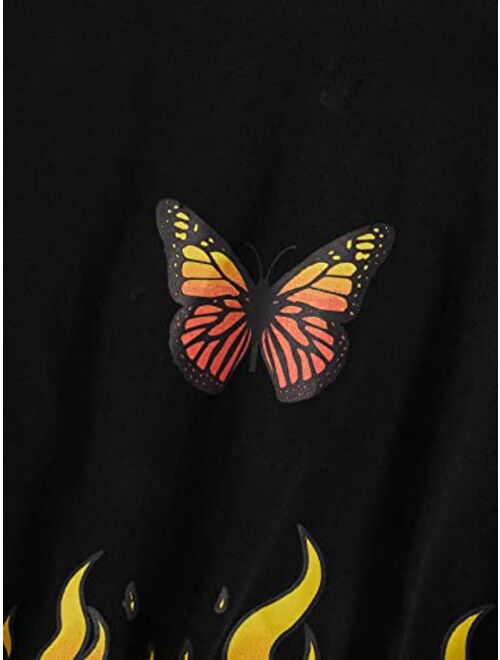 SOLY HUX Girl's Butterfly Graphic Print Short Sleeve T Shirt Crop Top