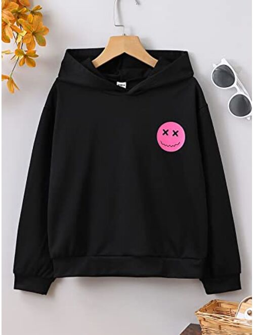 SOLY HUX Girl's Graphic Hoodie Sweatshirt Cartoon Letter Print Pullover Tops Drop Shoulder Shirt