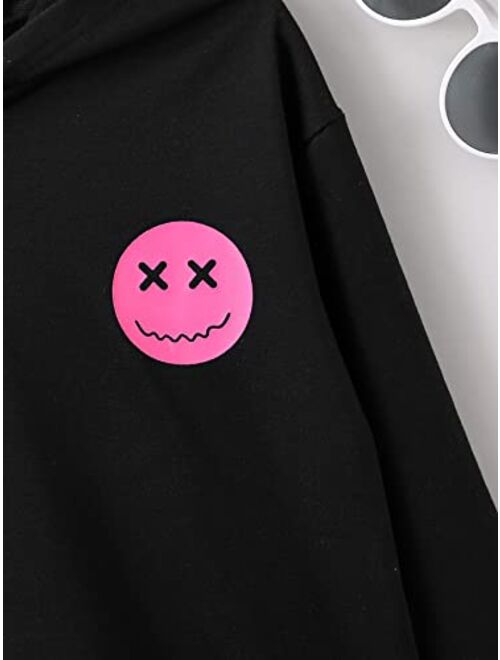 SOLY HUX Girl's Graphic Hoodie Sweatshirt Cartoon Letter Print Pullover Tops Drop Shoulder Shirt