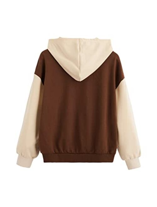 SOLY HUX Girl's Letter Colorblock Hoodies Long Sleeve Pullover Top Sweatshirt