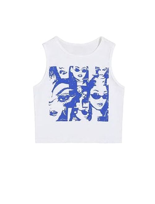 SOLY HUX Girl's Y2k Figure Graphic Crop Tank Top Sleeveless Summer Tops