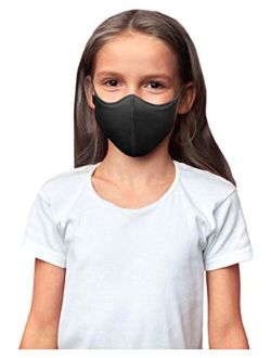 unisex child Soft Stretch Reusable (Pack of 3), Black, Kids Face Mask, Black, 3 Count Pack 1 US