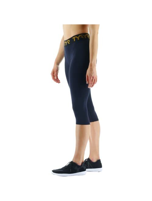 TYR Women's Mid-Rise Cropped Athletic Performance Workout Leggings
