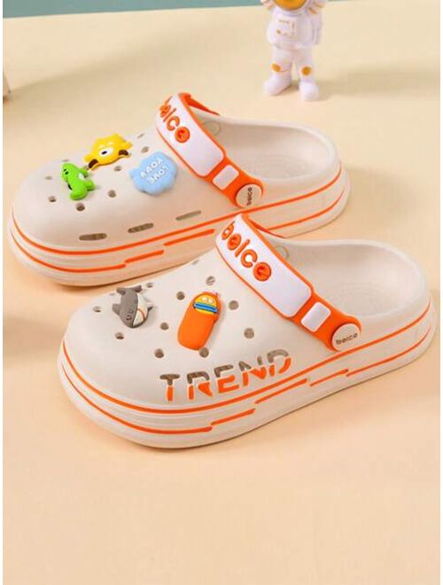 Shein Girls Cartoon Decor Hollow Out Cute Vented Clogs For Outdoor