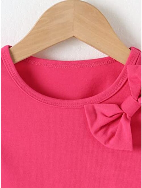 SOLY HUX Toddler Girl's Bowknot Front Summer Tee Tops Ruffle Cap Sleeve Casual T Shirts
