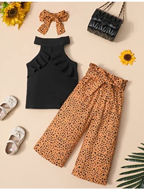 MIGU Toddler Girls Clothes Summer Outfits Sets with Short Sleeve T-Shirt Top + Girls Casual Pants +Headband 3Pcs Set