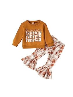 Jeinxcn Toddler Baby Girl Clothes Long Sleeve Sweatshirt Pullover Floral Flare Pants Outfits Set