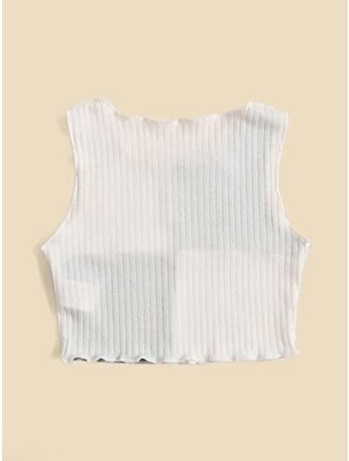 SOLY HUX Girls Colorblock & Floral Print Ribbed Knit Tank Top Cute Clothes Fashion 2023