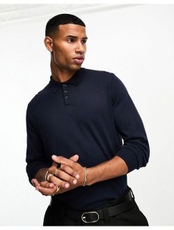 knitted cotton essential polo in navy