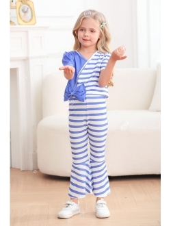Goodstoworld Toddler Girls Bell Bottoms Ruffle Flare Pant+Short Sleeve Crop T-shirt 2pcs Set Size 1-5T