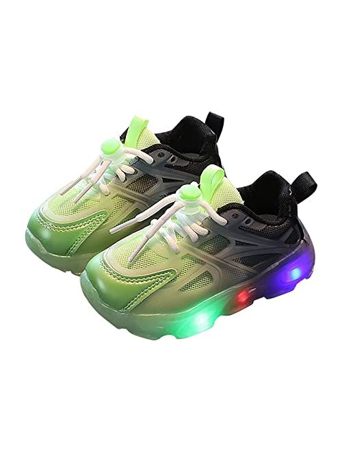 Generic Children's Sneakers Color Gradient LED Light Shoes Dad Shoes Lace Up Soft Soles Youth Girls Running Shoes