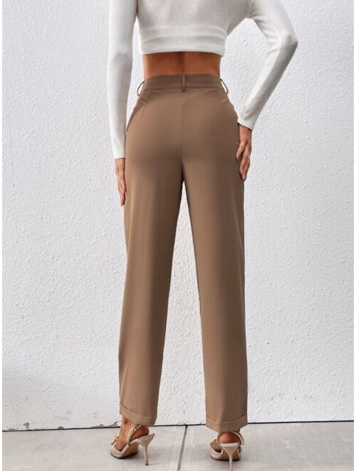 SHEIN Priv High Waist Plicated Detail Suit Pants