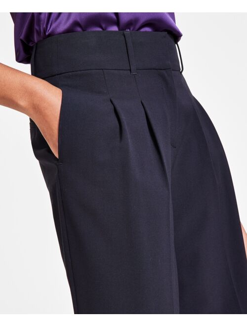 Bar III Women's Pleated-Front Wide-Leg Pants, Created for Macy's