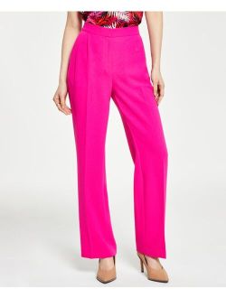 Women's High-Rise Crepe Wide-Leg Trouser Pants, Created for Macy's