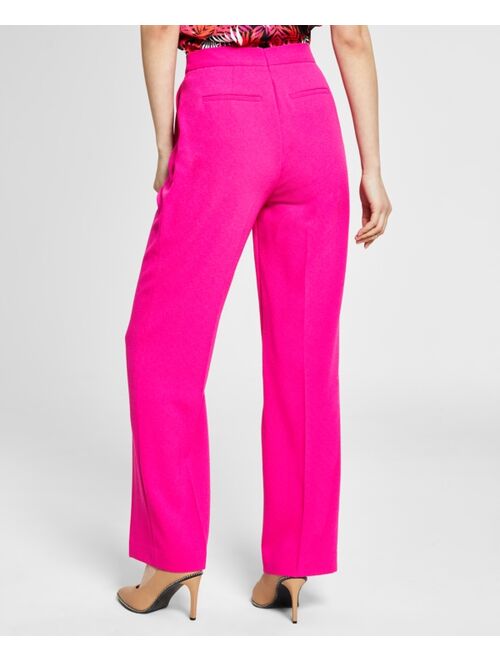 Bar III Women's High-Rise Crepe Wide-Leg Trouser Pants, Created for Macy's