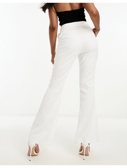 Twisted Tailor jacquard flare suit pants in white