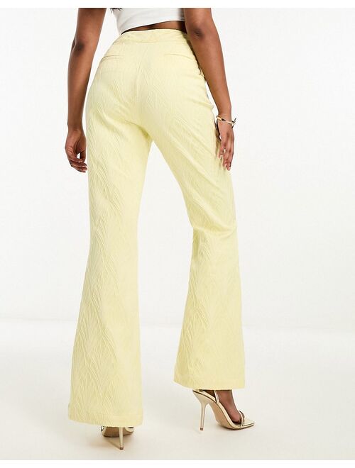 Twisted Tailor jacquard flare suit pants in yellow