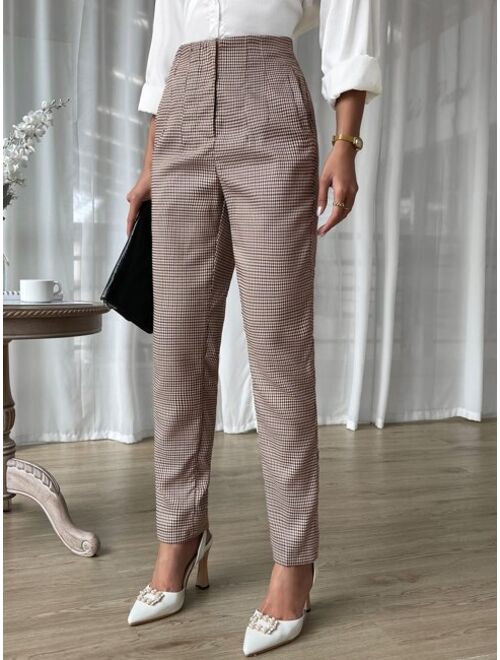 SHEIN BIZwear Plaid Slant Pocket Suit Pants Workwear
