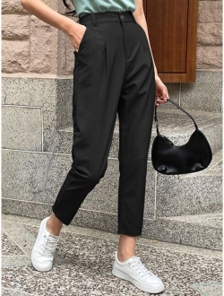 Solid Fold Pleated Suit Pants