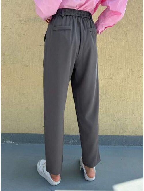 DAZY Solid Fold Pleated Suit Pants