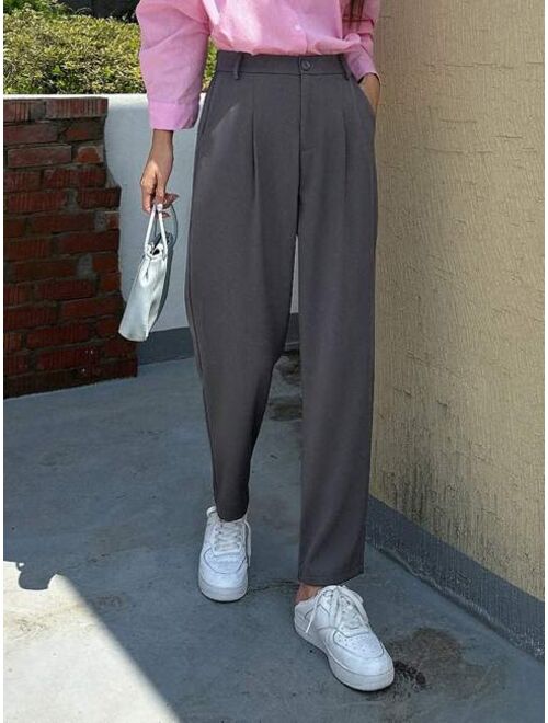 DAZY Solid Fold Pleated Suit Pants