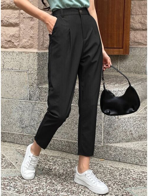 DAZY Solid Fold Pleated Suit Pants