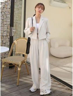Solid Button Front Blazer Pants