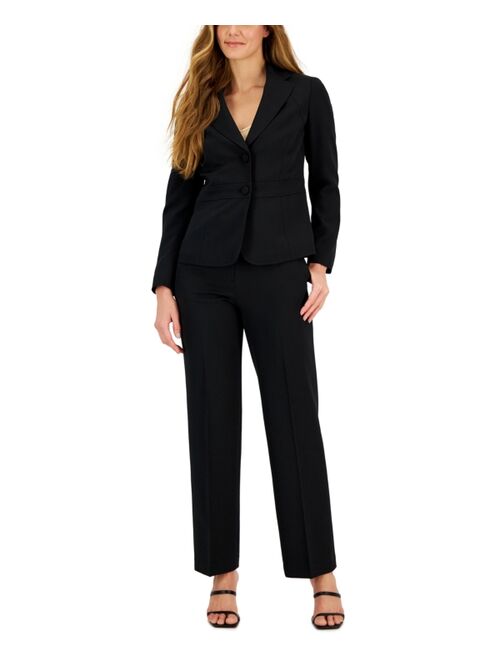 Le Suit Crepe Two-Button Blazer & Pants, Regular and Petite Sizes