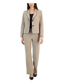Women's Framed Twill Two-Button Pantsuit, Regular and Petite Sizes