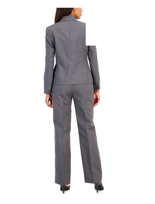 Le Suit Windowpane Double-Button Jacket & Straight-Leg 2-Pc. Pantsuit