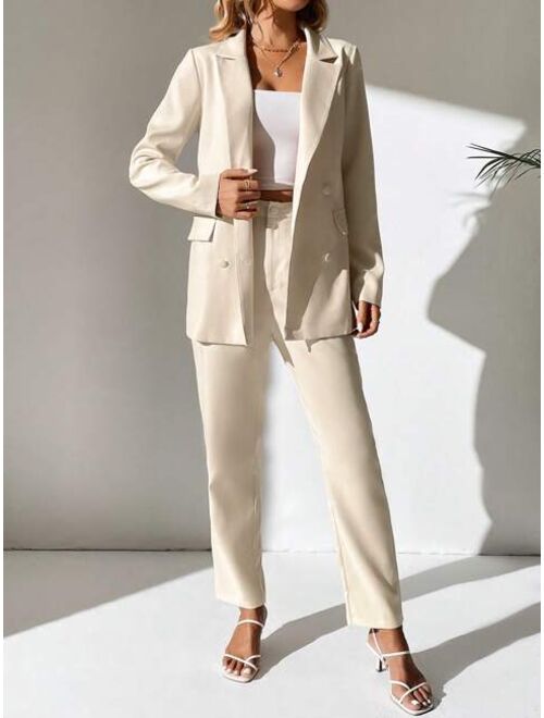 SHEIN Tall Solid Double Breasted Blazer Pants