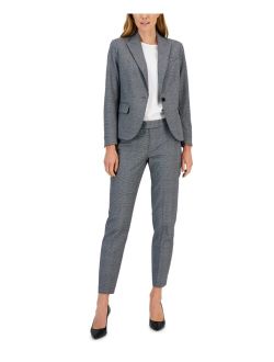 Women's Plaid One-Button Notch-Collar Pantsuit