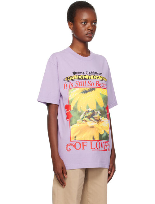 ONLINE CERAMICS Purple 'Because of Love' T-Shirt