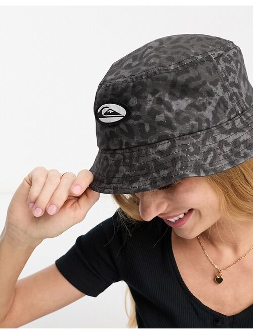 Quiksilver leopard print bucket hat in black