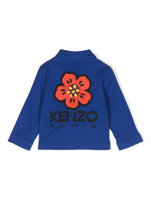 Kenzo Kids Ikebana Boke Flower-embroidered buttoned jacket