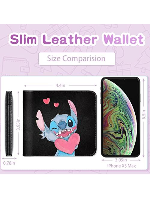 Oqplog Leather Wallet for Boys Wallets for Girls Kids Wallet Cute Kawaii Cartoon Aesthetic Character Fun Purse Credit ID Card Slim Thin Bi-fold Small Coin Purses for Teen