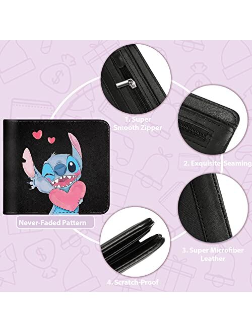 Oqplog Leather Wallet for Boys Wallets for Girls Kids Wallet Cute Kawaii Cartoon Aesthetic Character Fun Purse Credit ID Card Slim Thin Bi-fold Small Coin Purses for Teen