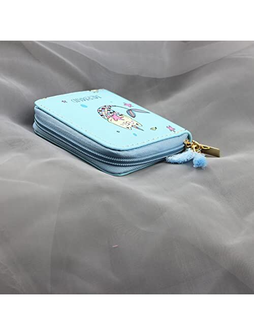 Timlee Unicorn Wallet For Teen Girls Women Zipper Wallet Cute Rainbow Unicorn Design Short Wallets Girls Christmas Gift(Unicorn Blue A)