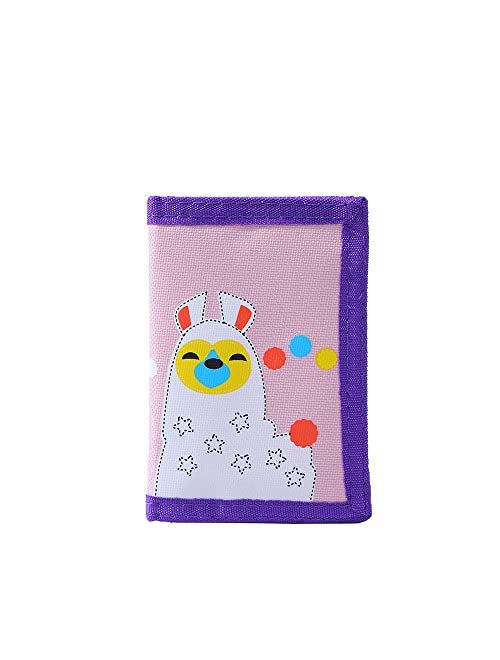 Leyeve RFID Trifold Canvas Outdoor lovely cartoon Wallet for Kids,Kids Christmas gifts,Festival gift for kids-Wallet with Magic Sticker- Gradient