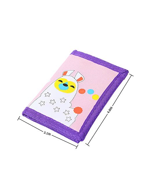 Leyeve RFID Trifold Canvas Outdoor lovely cartoon Wallet for Kids,Kids Christmas gifts,Festival gift for kids-Wallet with Magic Sticker- Gradient