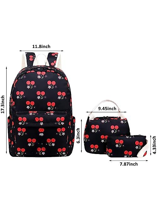 Createy School Backpack for Girls Kids Backpack with Lunch Box Pencil Case Lightweight Marble Prints Backpack Primary Elementary Students Bookbags School Bags Set for Tee