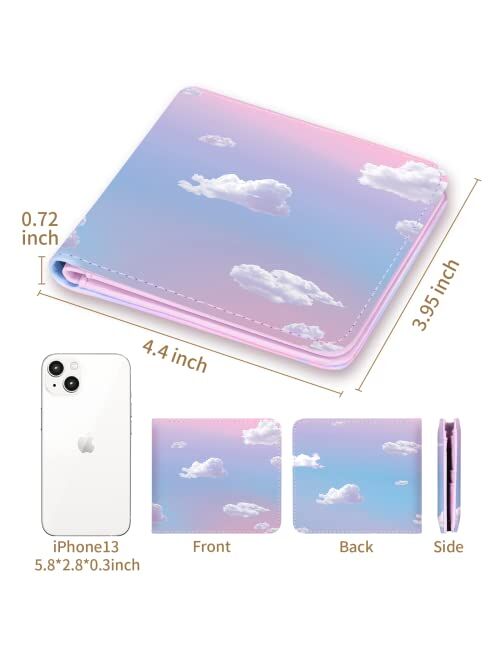Bistup Girls Cute Kawaii Wallet Marble Aesthetic Women Womens Cool Funny Leather Credit Id Card Cash Holder Woman Rfid Blocking Zipper Wallets With Coin Pocket Id Window 
