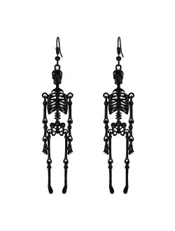 CEALXHENY Halloween Skeleton Earrings Spooky Skull Skeleton Dangle Earrings for Women Girls Costume Dress Up Ghost Earrings