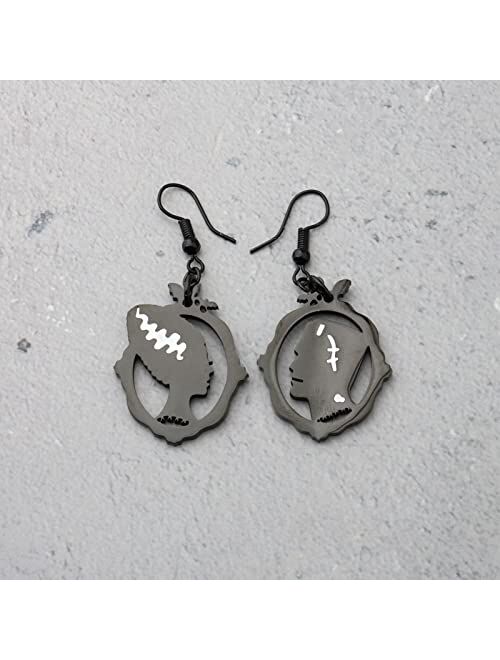 ENSIANTH Frankenstein CoupleGift Frankenstein's Monster & His Bride Earrings Horror Movie Gift Halloween Party Jewelry