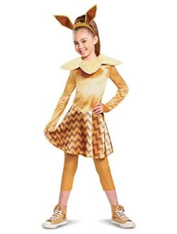 Eevee Costume for Kids, Official Pokemon Girls Deluxe Character Outfit, Child