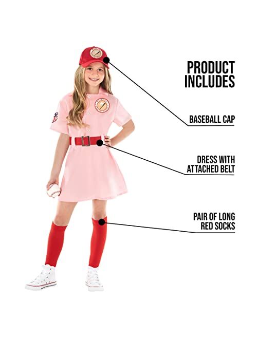 Morph Costumes Kids Baseball Costume Girls Peach Pink Baseball League Costume Outfit Halloween Costume For Girls