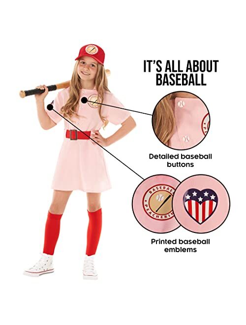 Morph Costumes Kids Baseball Costume Girls Peach Pink Baseball League Costume Outfit Halloween Costume For Girls