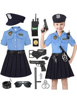 Luucio Girls Police Officer Costume for Kids, Police Costume for Kids, Halloween Costume for Girls, Role Play Kit for Girls