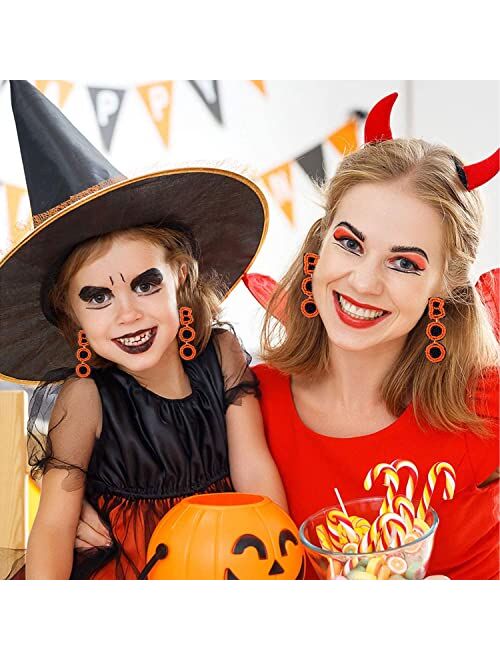 CEALXHENY Halloween Earrings Beaded Boo Earrings for Women Spooky Ghost Pumpkin Drop Dangle Earrings Handmade Gothic Costume Party Earrings Holiday Festive Jewelry Gifts